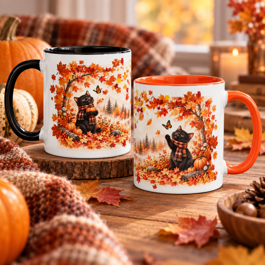 Black Cat Fall Mug