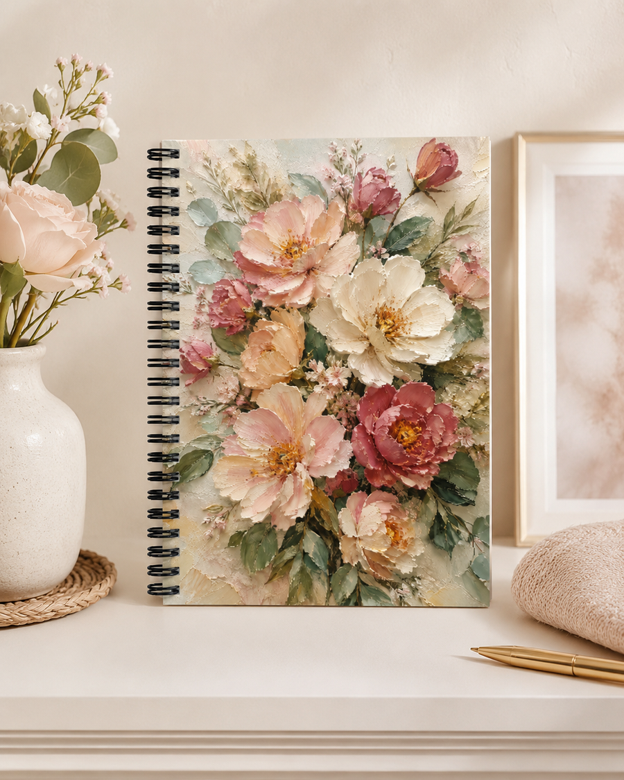 3D Floral Spiral Notebook | Ruled Line Journal