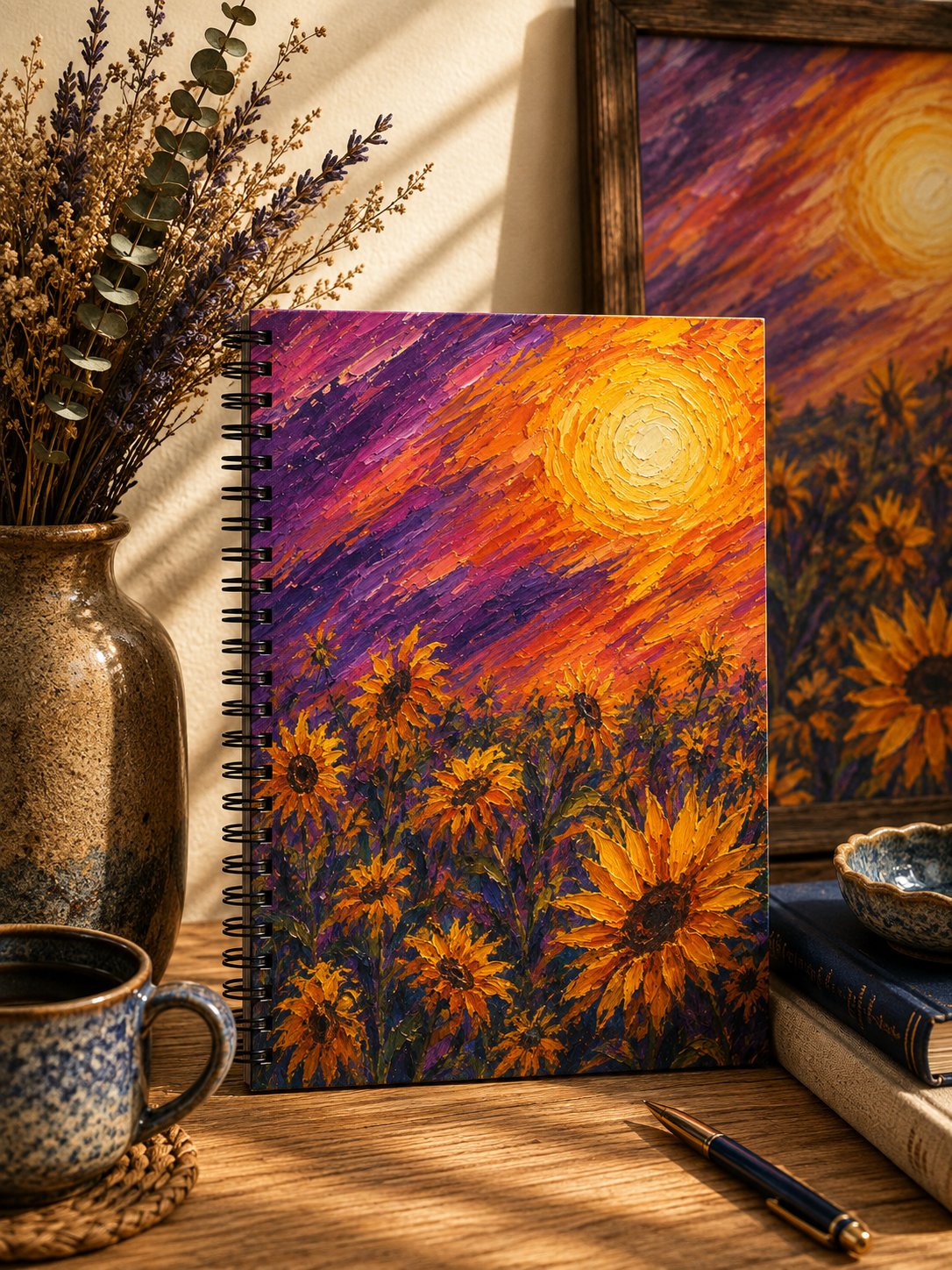 Sunflower Sunset Spiral Notebook | Ruled Line Journal