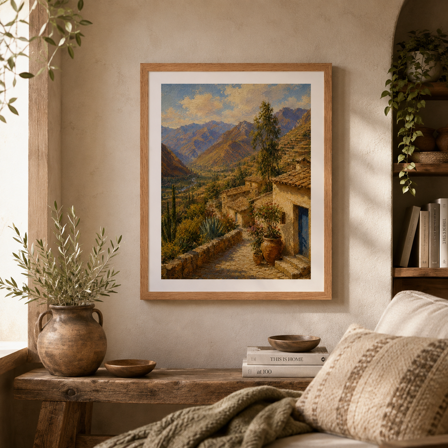 Peruvian Andean Village Framed Poster | Mountain Landscape Wall Art