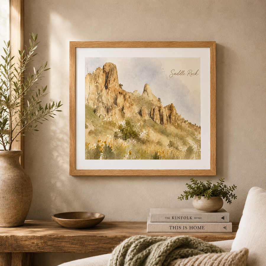 Saddle Rock Watercolor Framed Poster | Wenatchee, WA