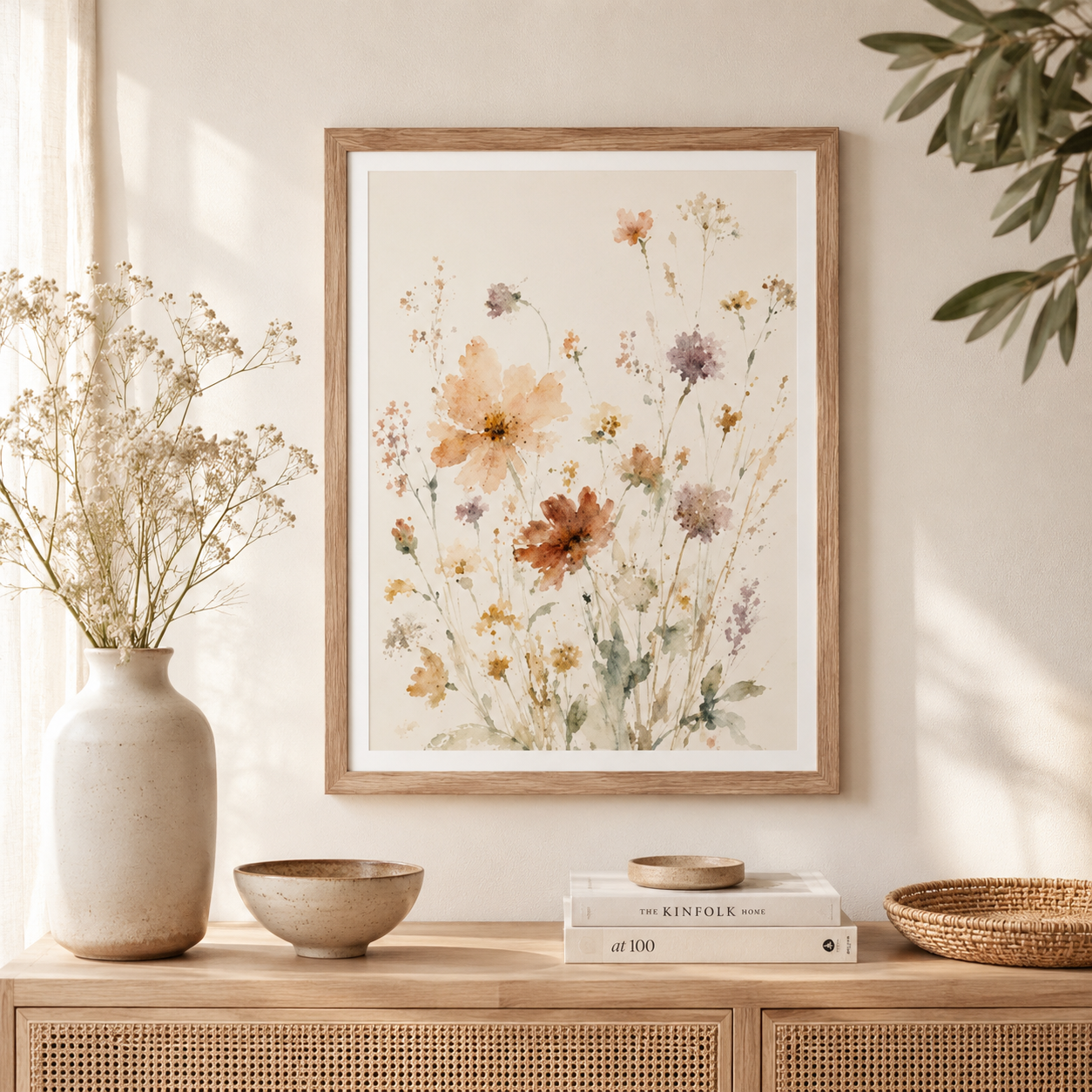 Meadow Whispers Watercolor Framed Poster