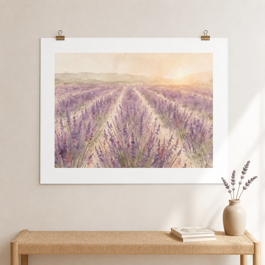 Lavender Sunrise Watercolor Poster