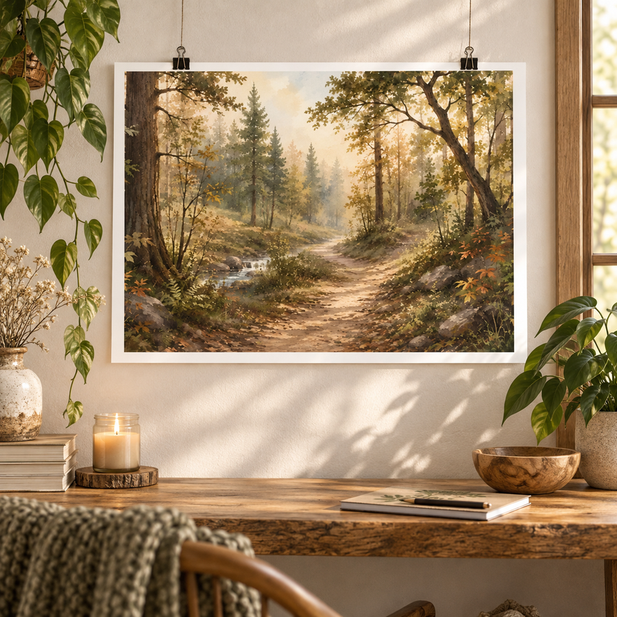 Quiet Path Watercolor Poster