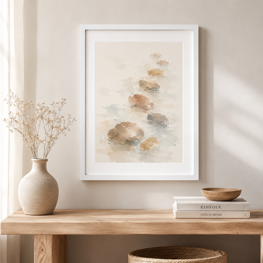 Stepping Stones Watercolor Framed Poster