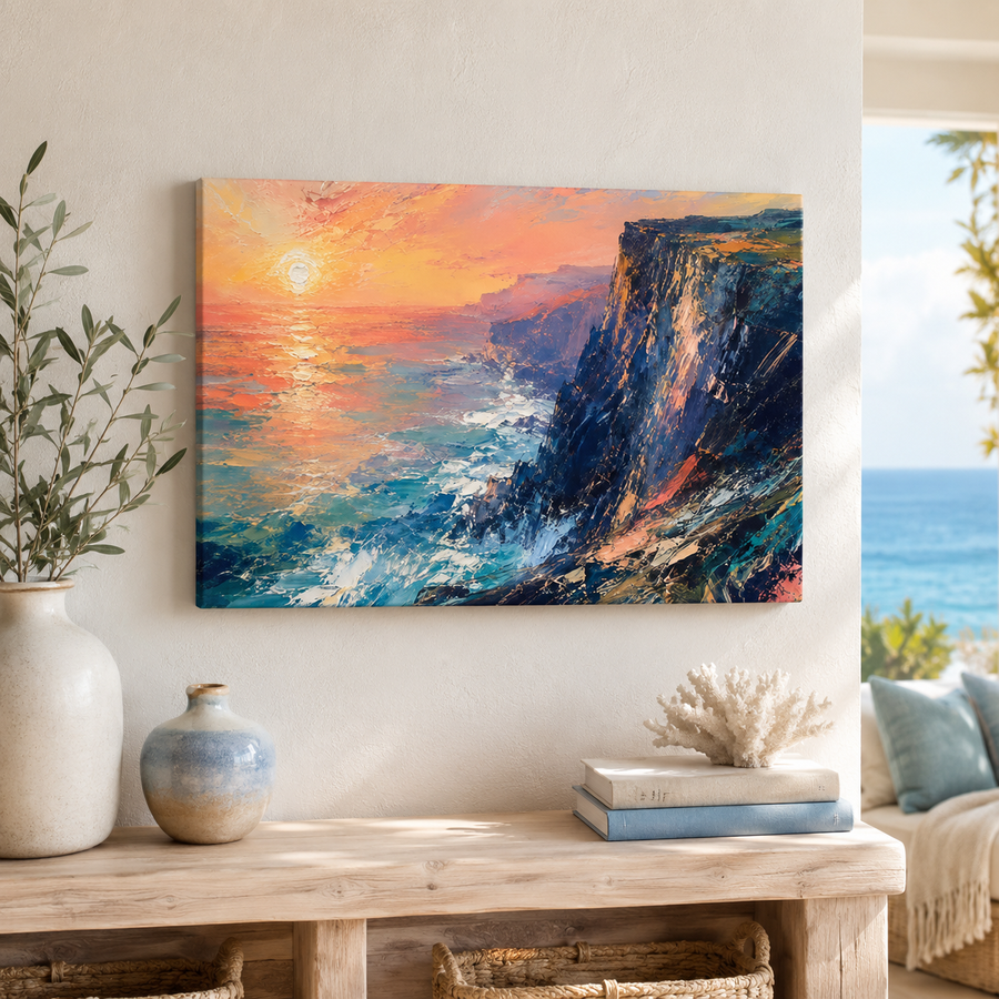 Abstract Ocean Cliff Canvas Print | 18×24 Wall Art