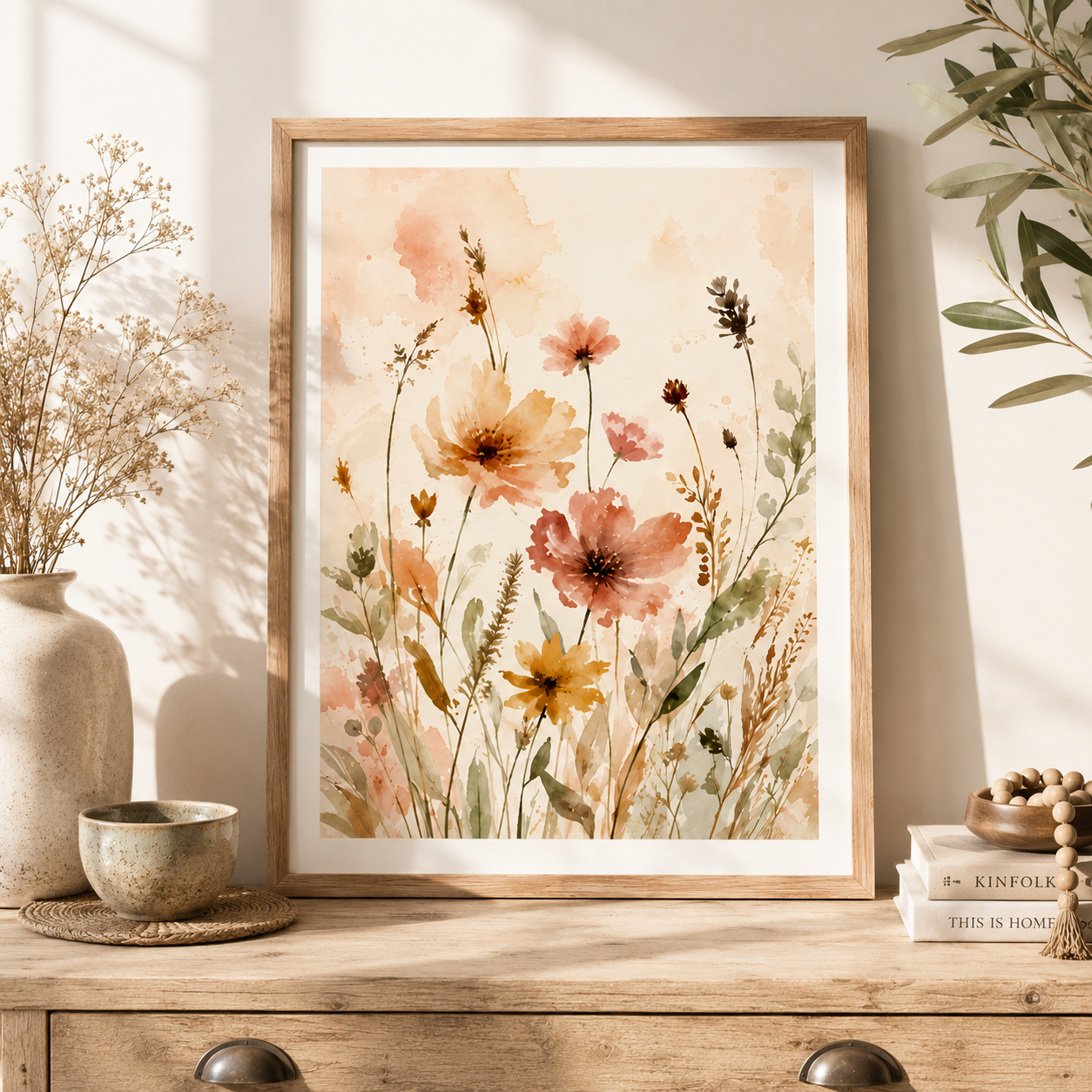 Earthbound Wildflowers Watercolor Framed Poster