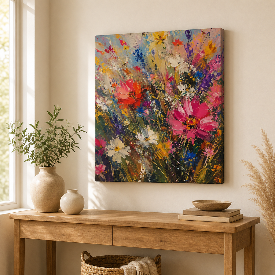 Abstract Wildflower Canvas Print | Colorful Floral Wall Art 16×20