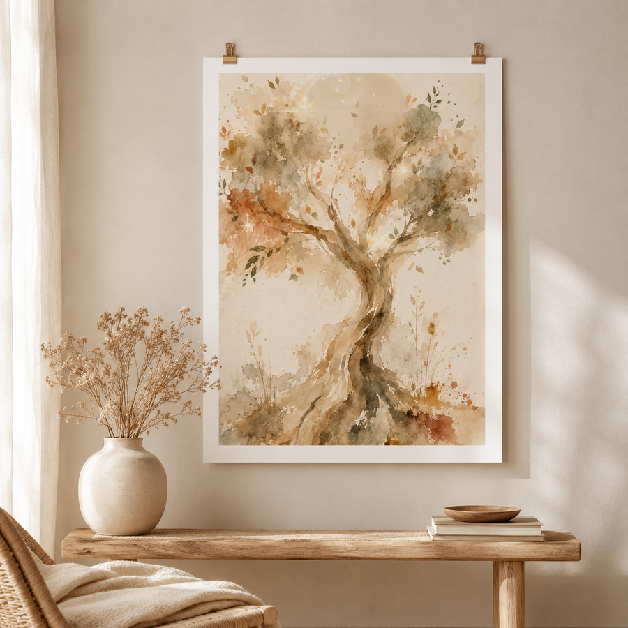 Autumn Tree of Life Watercolor Poster