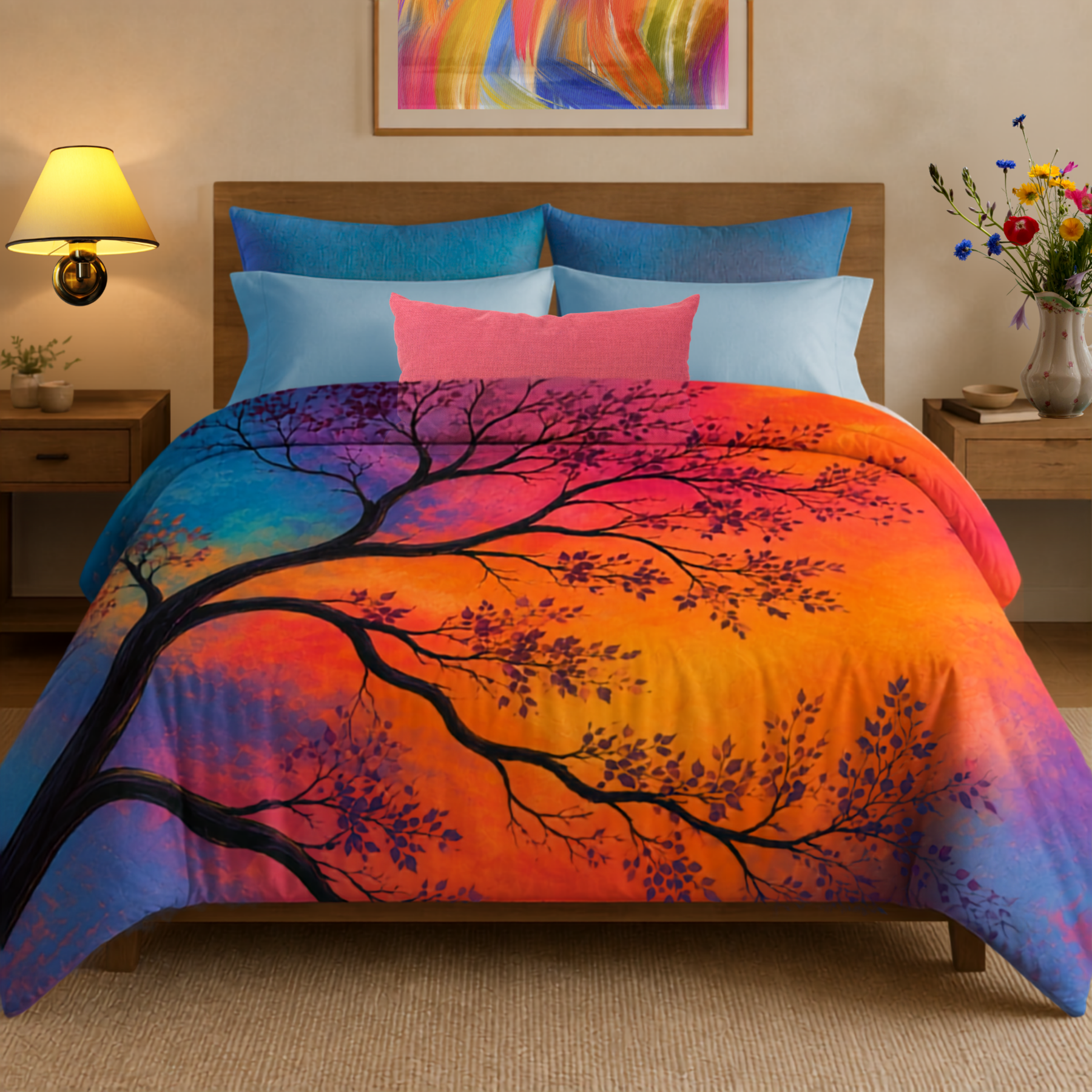 Colorful Watercolor Tree Comforter | Abstract Nature Comforter