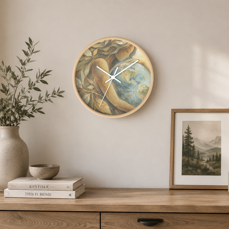 Earth Guardian Wall Clock – Botanical Nature Art Decor