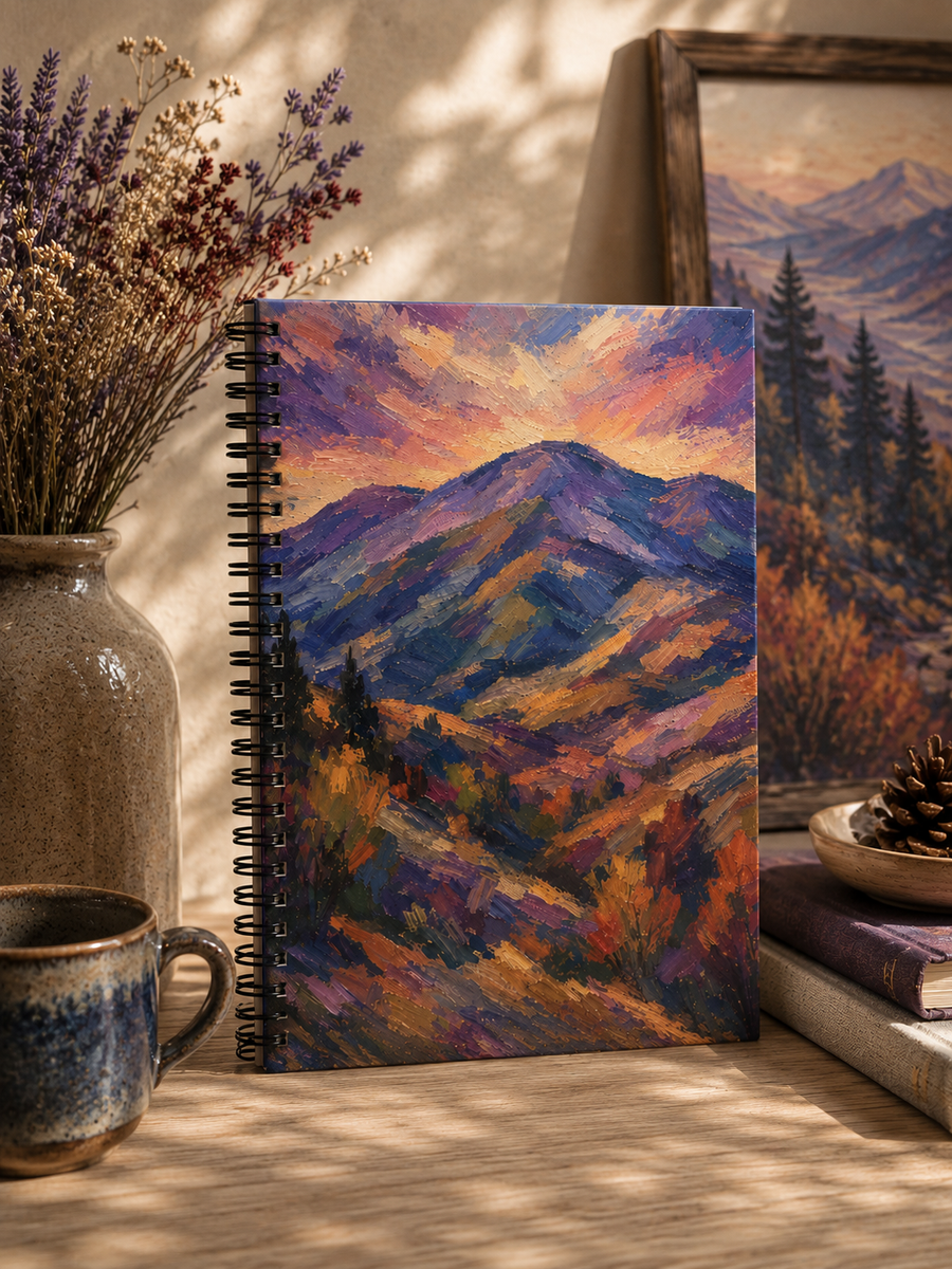 Expressionist Mountain Spiral Notebook | Ruled Line Journal