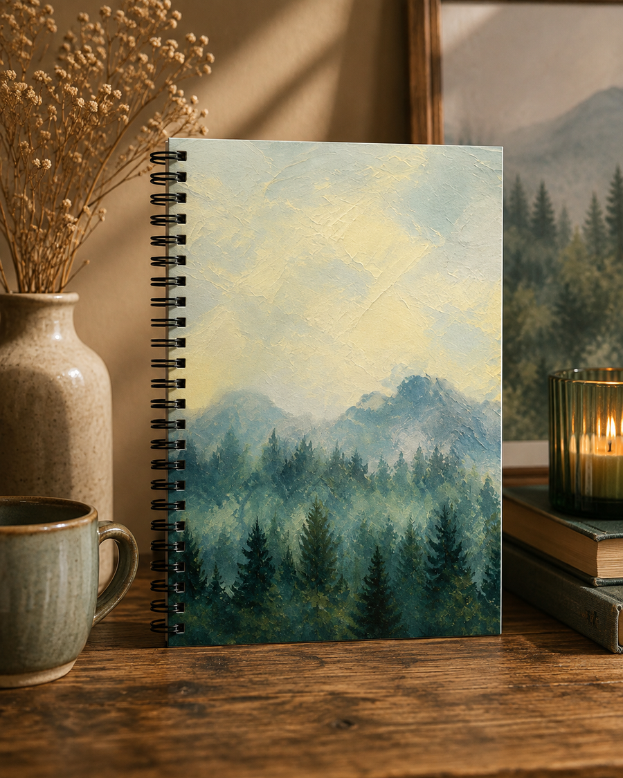 Misty Mountain Forest Spiral Notebook | Ruled Line Journal