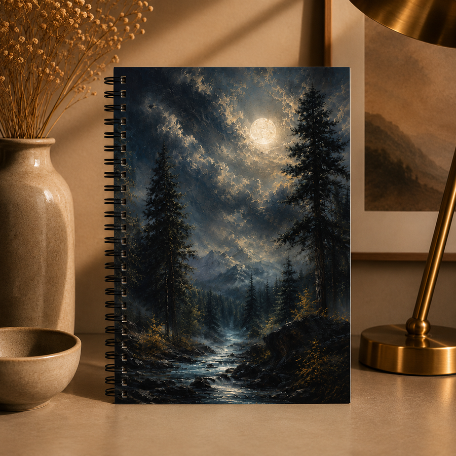 Moonlit Forest Spiral Notebook | Ruled Line Journal
