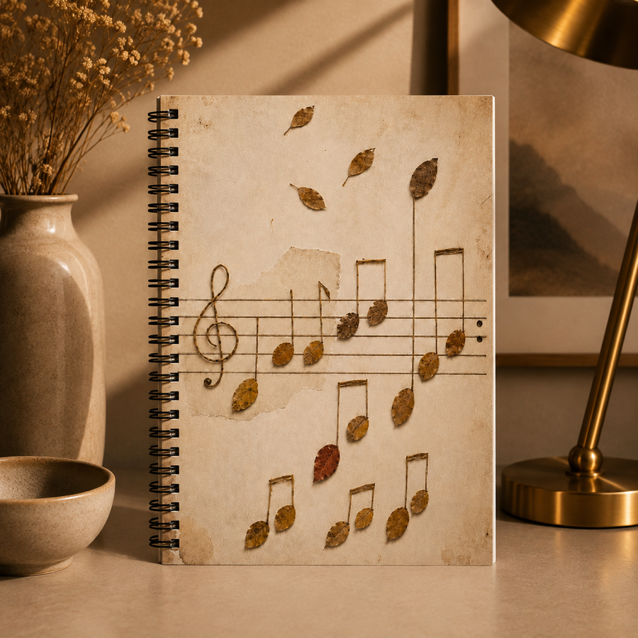 Autumn Leaf Music Spiral Notebook | Ruled Line Journal