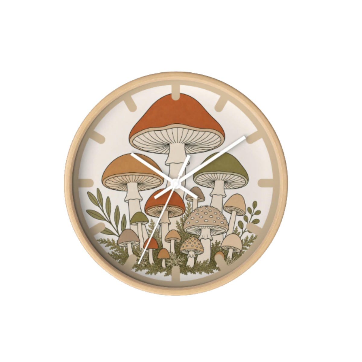Mushroom Forest Wall Clock | Woodland Nature Decor