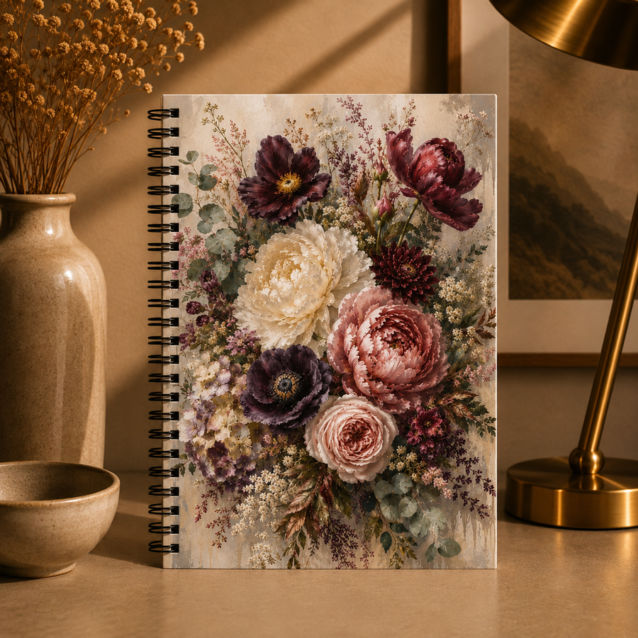 Vintage Floral Spiral Notebook | Ruled Line Journal