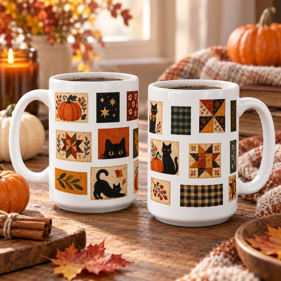 Black Cat Pumpkin Mug