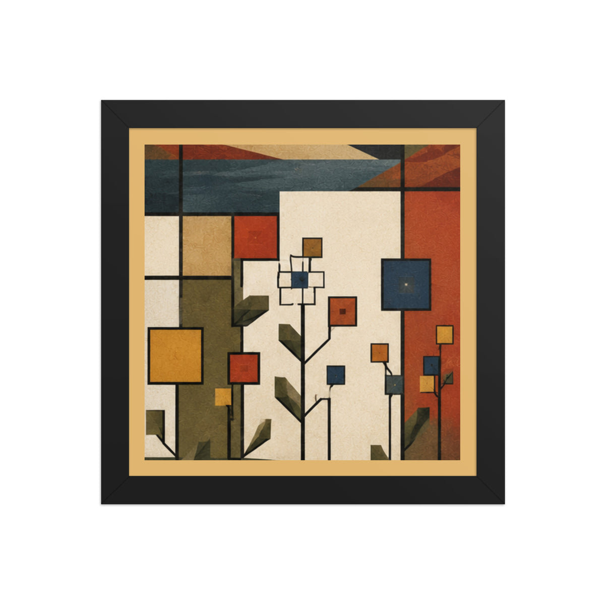 De Stijl geometric nature framed poster set component one, 10×10