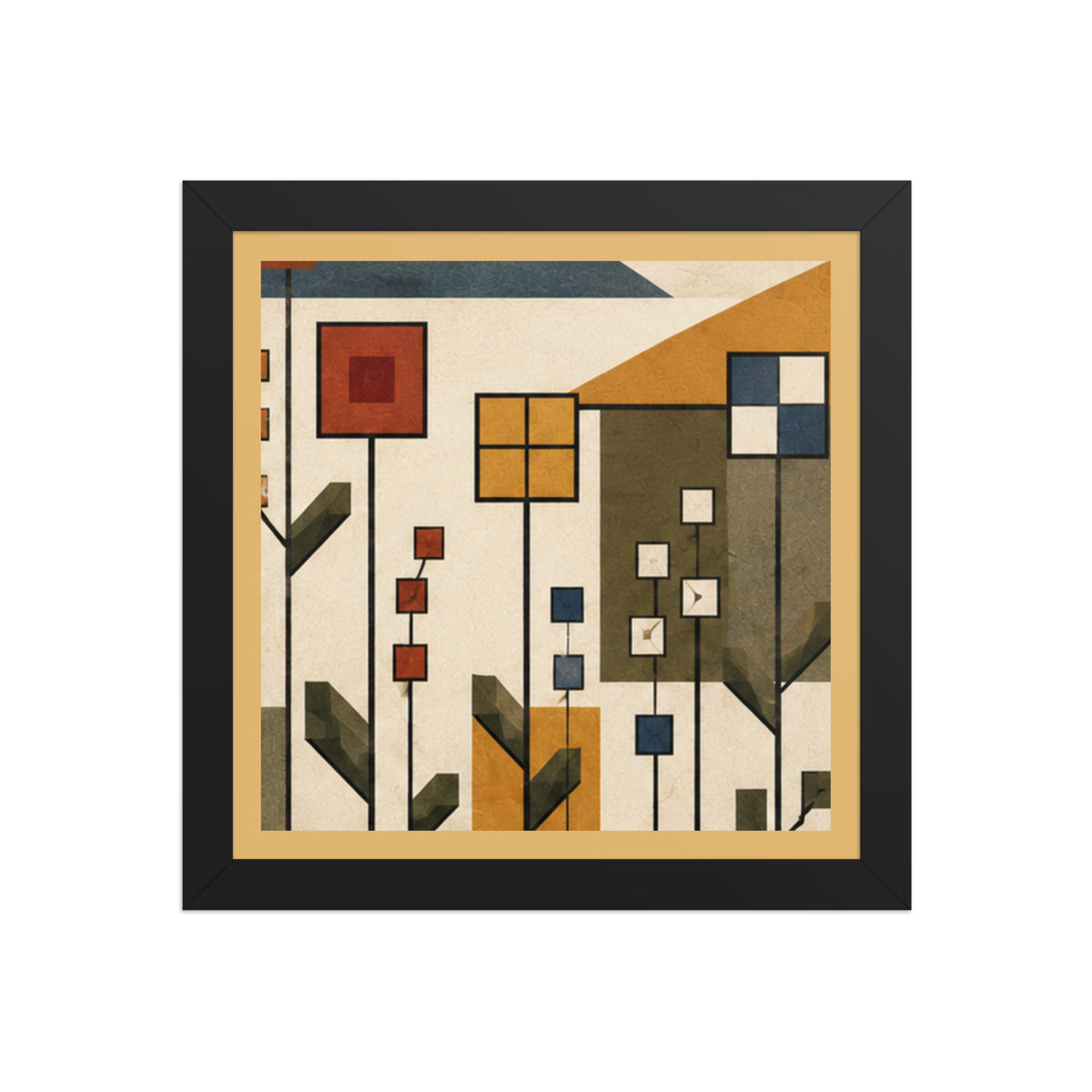 De Stijl geometric nature framed poster set component four, 10×10