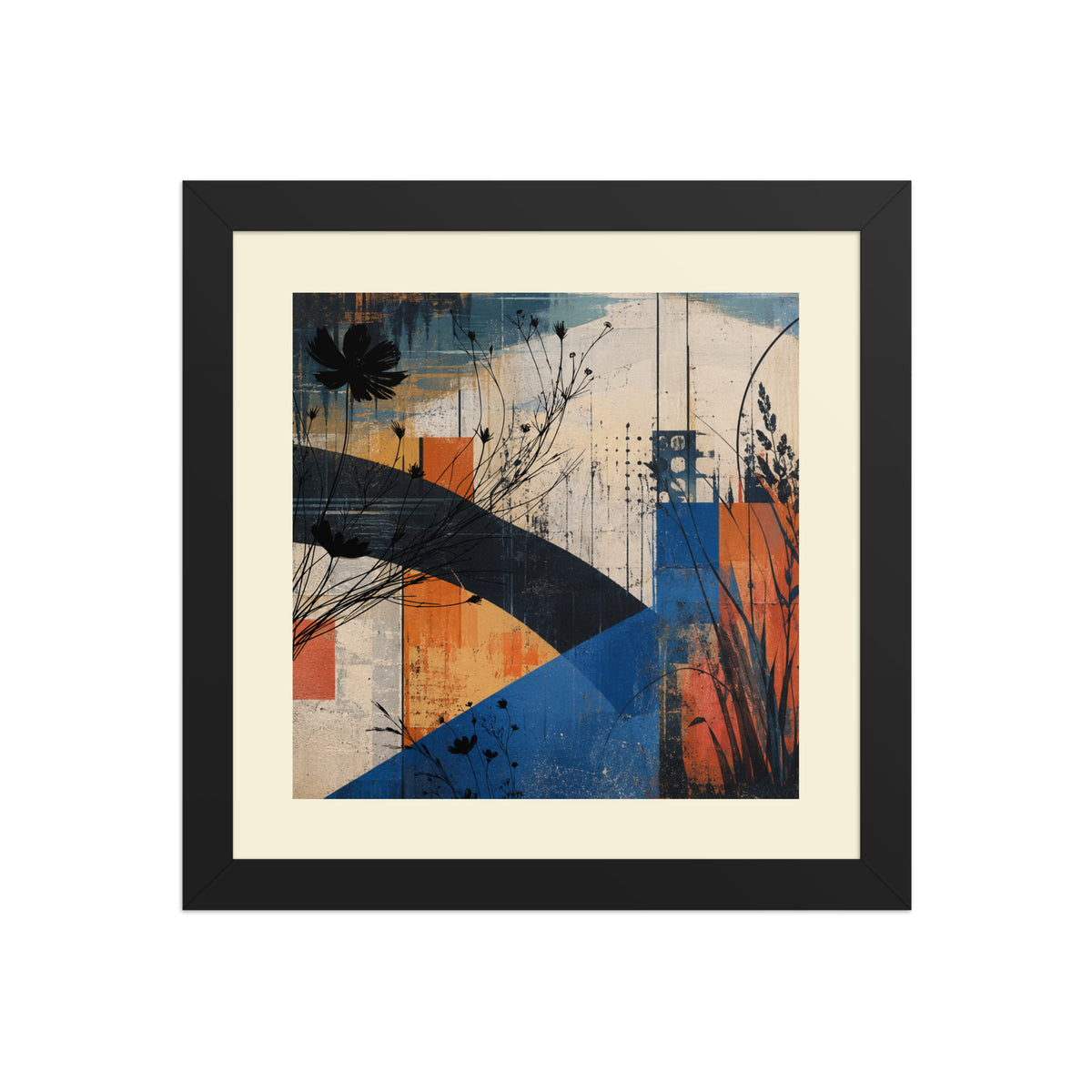 Calm Lake Surrounded by Hills street art framed poster design two, 10×10