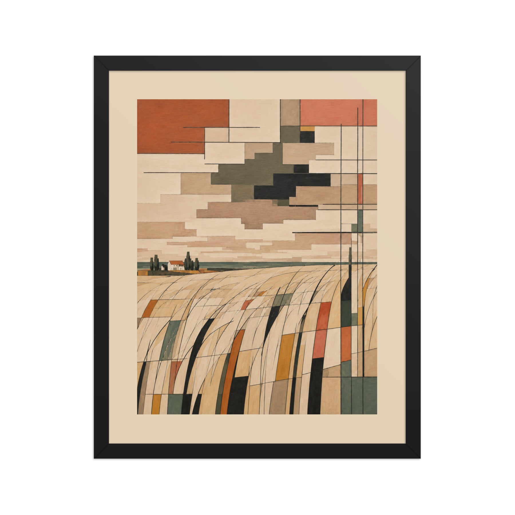 Boho Windswept Meadow framed poster design two, 16×20