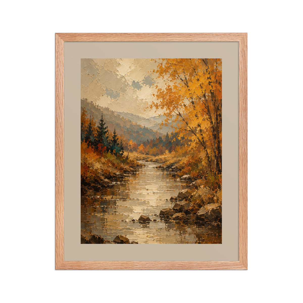 Autumn Backroad abstract fall landscape framed poster design two, 16×20