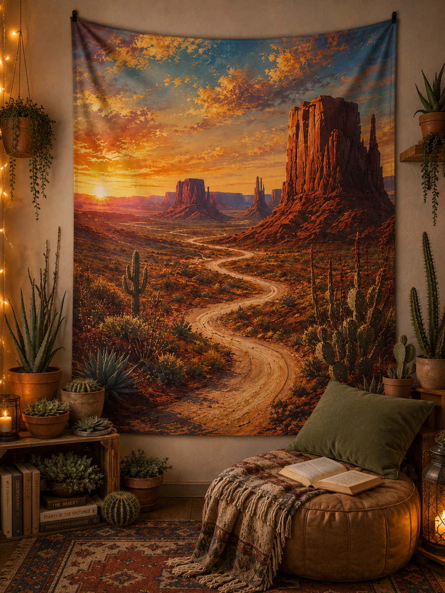 Arizona Desert Sunset Indoor Tapestry 50×60 | Southwest Wall Decor