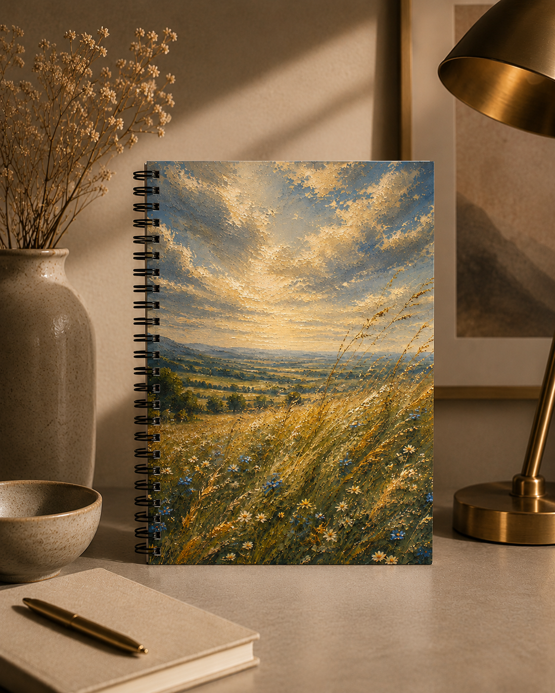 Windswept Meadow Spiral Notebook | Ruled Line Journal