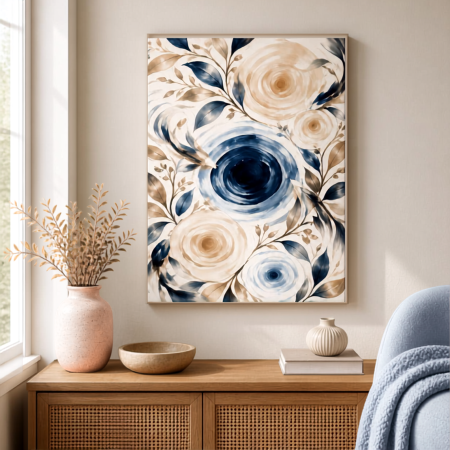 Watercolor Koi Fish Canvas 18×24 vertical zen botanical wall art mockup