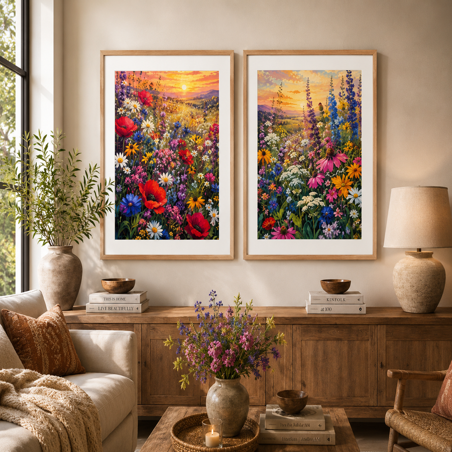 Wildflower Framed Poster Pair 16×20 | Colorful Floral Wall Art
